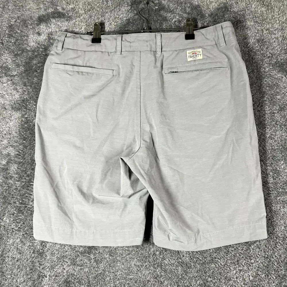 Faherty Shorts Mens 33 Waist Gray Chino Microfiber Stretch Pockets All Day